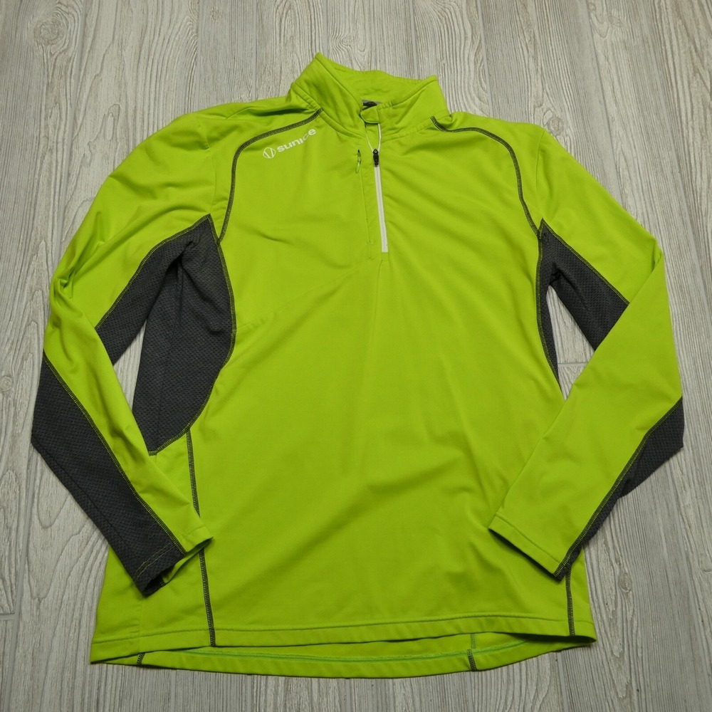 Sunice Sports Sweater Adult Large Hi Vis Green 1/4 Athletic Bike Golf Outdoors